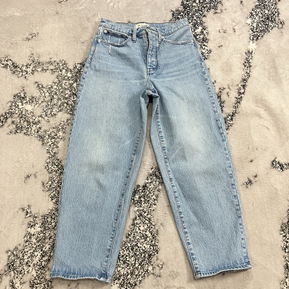 Madewell Balloon Leg Jeans Light Wash High Rise Womens Size 26 Denim